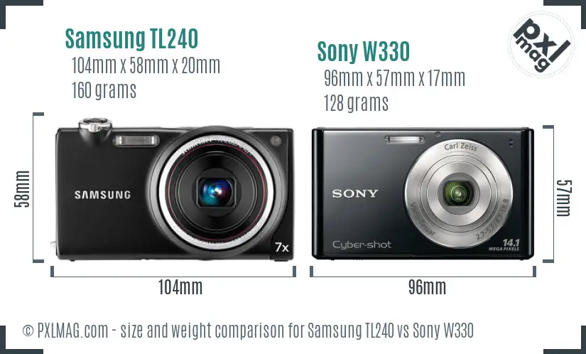 Samsung TL240 vs Sony W330 size comparison