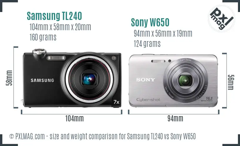 Samsung TL240 vs Sony W650 size comparison Samsung TL240 vs Sony W650 size comparison