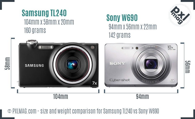 Samsung TL240 vs Sony W690 size comparison Samsung TL240 vs Sony W690 size comparison