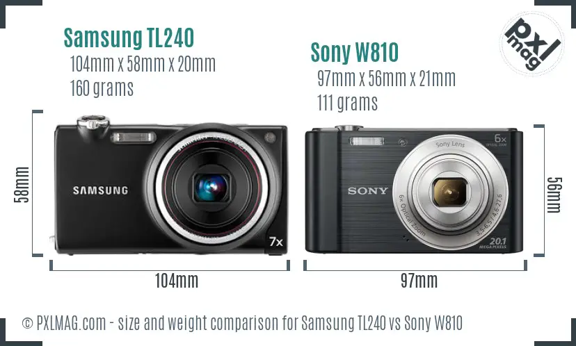 Samsung TL240 vs Sony W810 size comparison Samsung TL240 vs Sony W810 size comparison