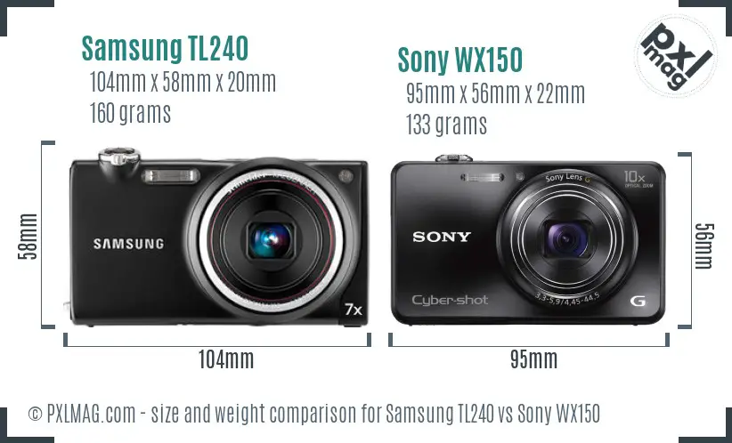 Samsung TL240 vs Sony WX150 size comparison Samsung TL240 vs Sony WX150 size comparison