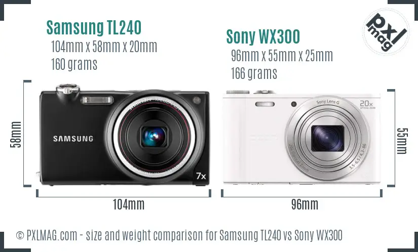 Samsung TL240 vs Sony WX300 size comparison