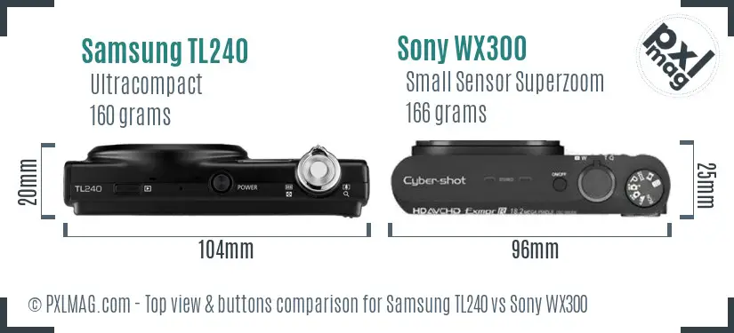 Samsung TL240 vs Sony WX300 top view buttons comparison