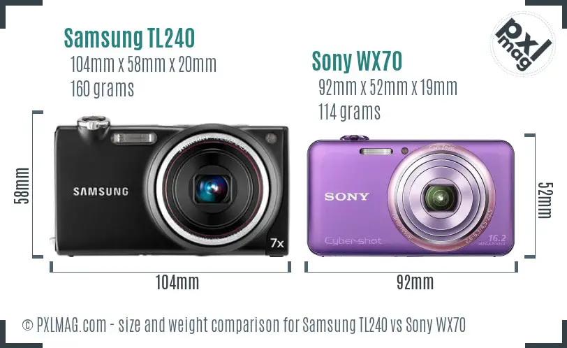 Samsung TL240 vs Sony WX70 size comparison Samsung TL240 vs Sony WX70 size comparison