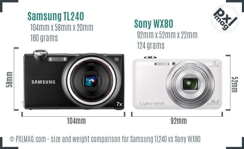 Samsung TL240 vs Sony WX80 size comparison