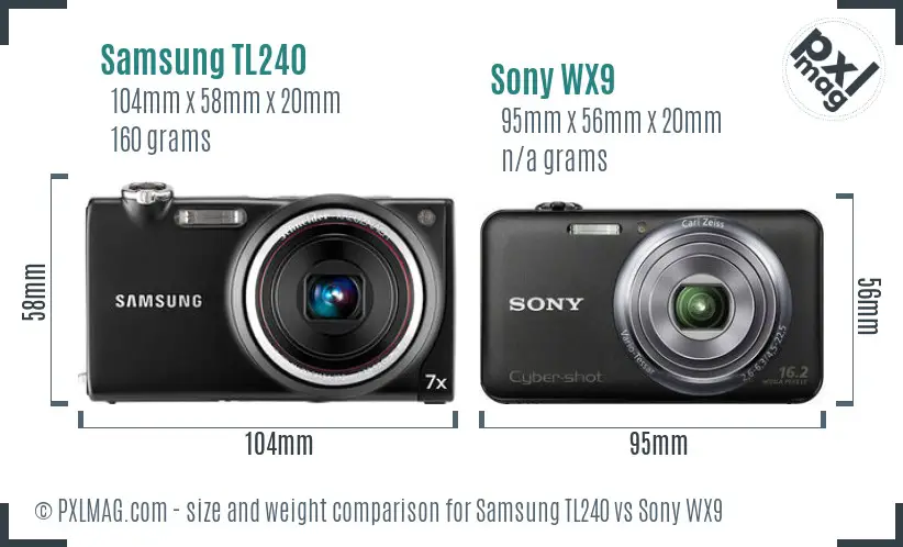 Samsung TL240 vs Sony WX9 size comparison