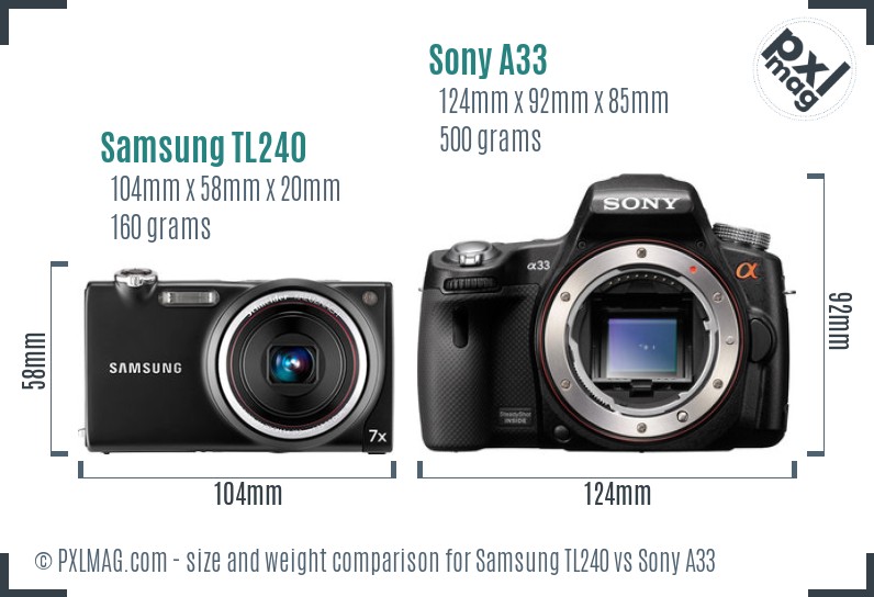 Samsung TL240 vs Sony A33 size comparison Samsung TL240 vs Sony A33 size comparison