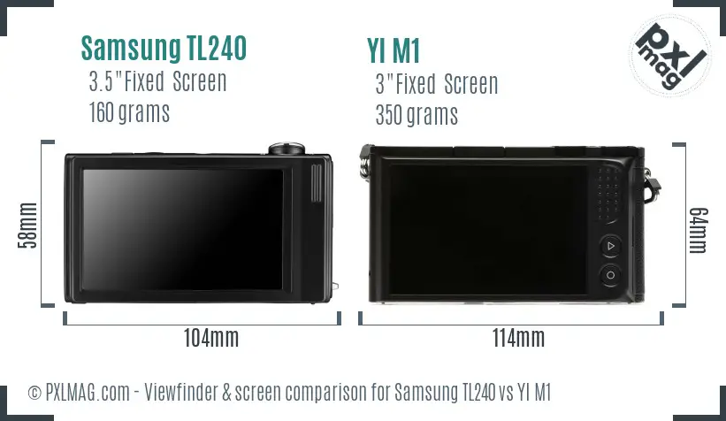 Samsung TL240 vs YI M1 Screen and Viewfinder comparison Samsung TL240 vs YI M1 Screen and Viewfinder comparison