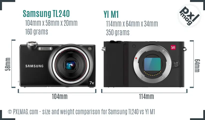 Samsung TL240 vs YI M1 size comparison Samsung TL240 vs YI M1 size comparison