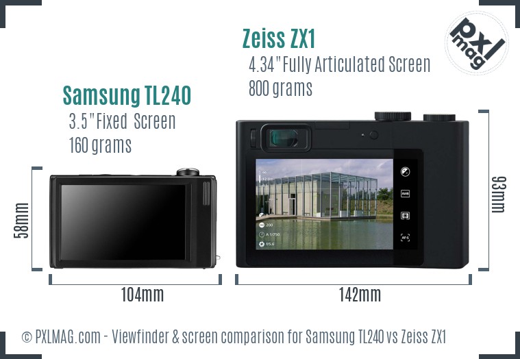 Samsung TL240 vs Zeiss ZX1 Screen and Viewfinder comparison