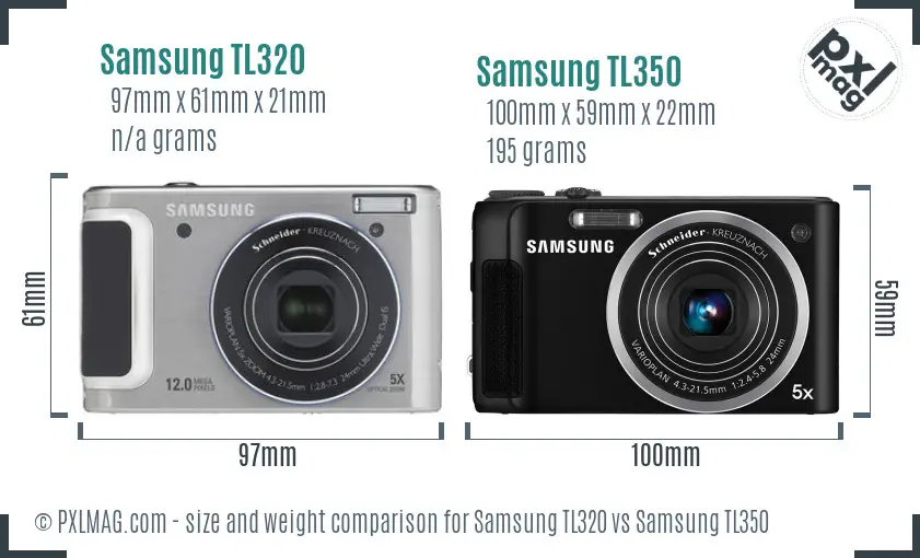 Samsung TL320 vs Samsung TL350 size comparison Samsung TL320 vs Samsung TL350 size comparison