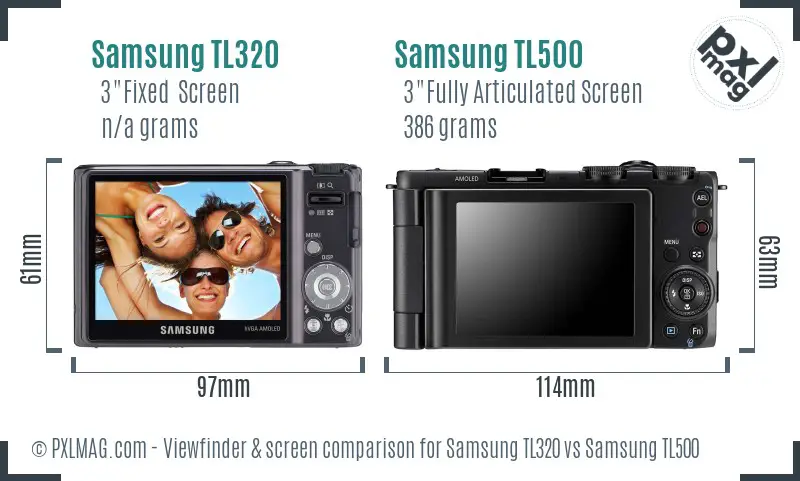 Samsung TL320 vs Samsung TL500 Screen and Viewfinder comparison