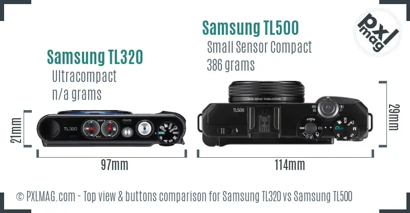 Samsung TL320 vs Samsung TL500 top view buttons comparison