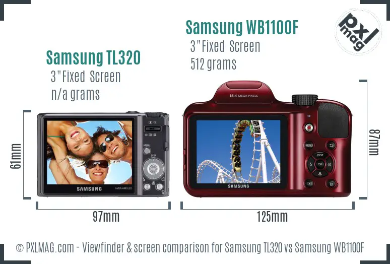 Samsung TL320 vs Samsung WB1100F Screen and Viewfinder comparison
