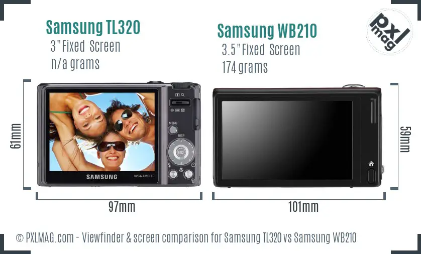 Samsung TL320 vs Samsung WB210 Screen and Viewfinder comparison
