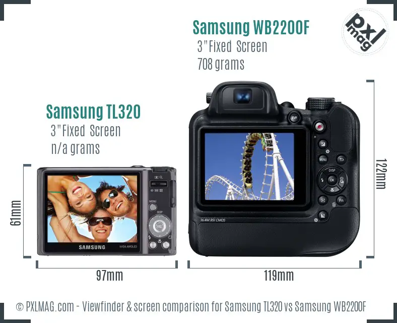 Samsung TL320 vs Samsung WB2200F Screen and Viewfinder comparison Samsung TL320 vs Samsung WB2200F Screen and Viewfinder comparison