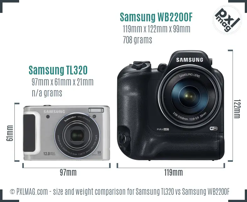Samsung TL320 vs Samsung WB2200F size comparison Samsung TL320 vs Samsung WB2200F size comparison