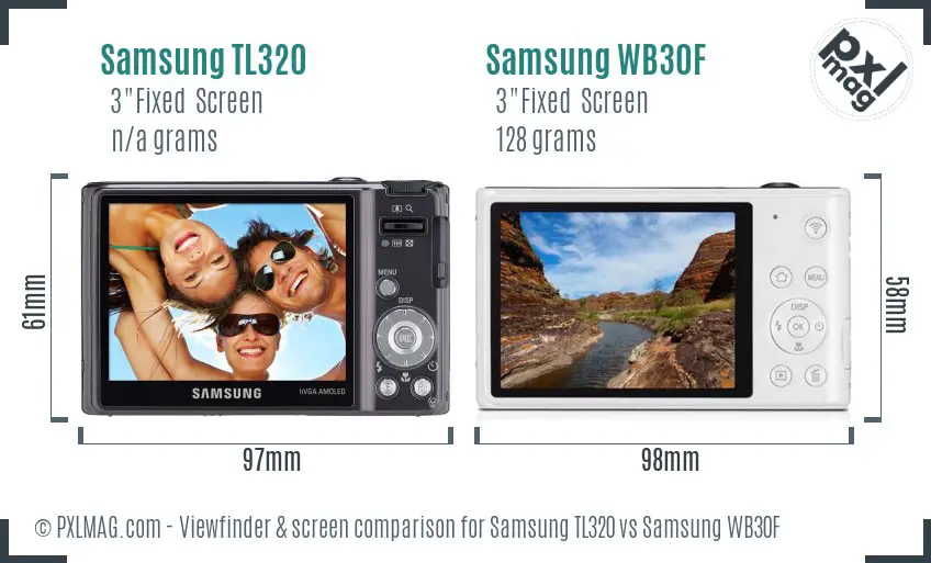 Samsung TL320 vs Samsung WB30F Screen and Viewfinder comparison