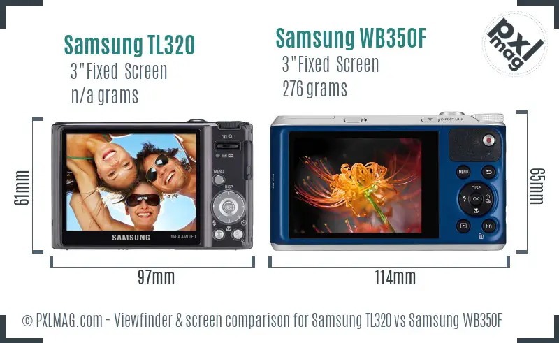 Samsung TL320 vs Samsung WB350F Screen and Viewfinder comparison