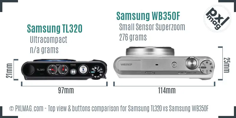 Samsung TL320 vs Samsung WB350F top view buttons comparison