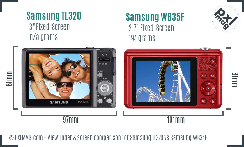 Samsung TL320 vs Samsung WB35F Screen and Viewfinder comparison