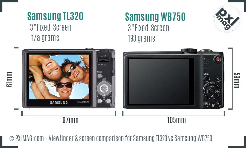 Samsung TL320 vs Samsung WB750 Screen and Viewfinder comparison