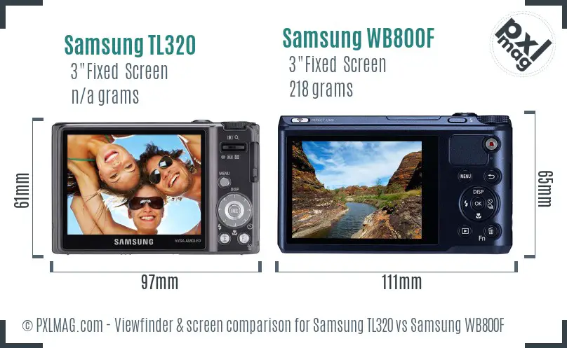 Samsung TL320 vs Samsung WB800F Screen and Viewfinder comparison