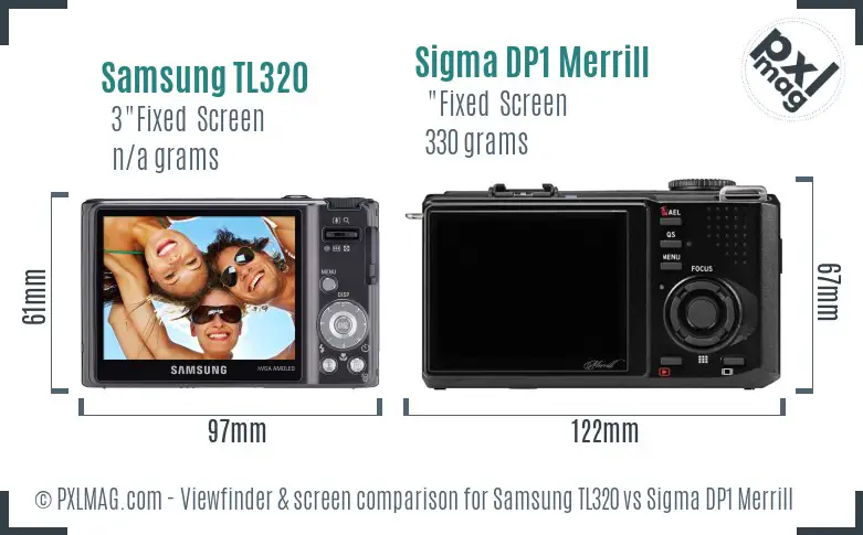 Samsung TL320 vs Sigma DP1 Merrill Screen and Viewfinder comparison