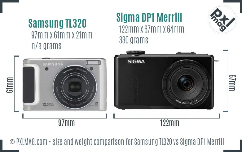 Samsung TL320 vs Sigma DP1 Merrill size comparison