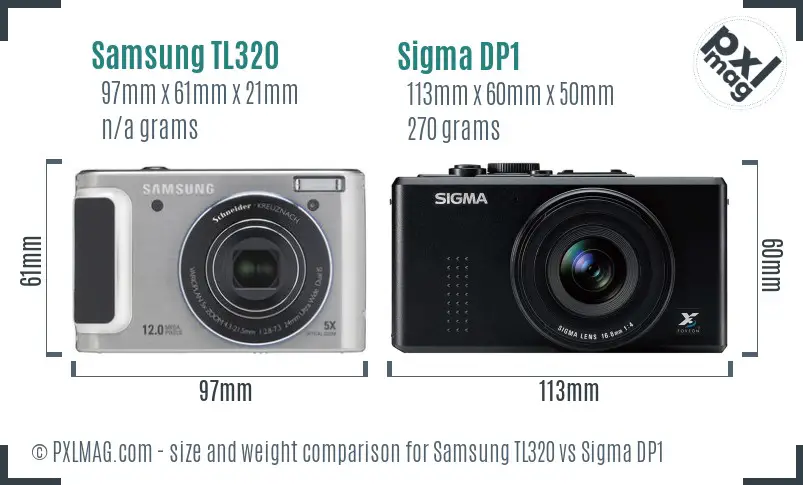 Samsung TL320 vs Sigma DP1 size comparison
