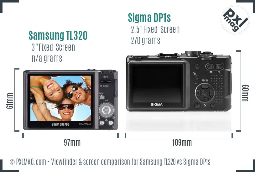 Samsung TL320 vs Sigma DP1s Screen and Viewfinder comparison