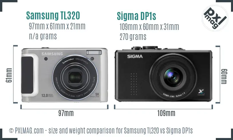 Samsung TL320 vs Sigma DP1s size comparison