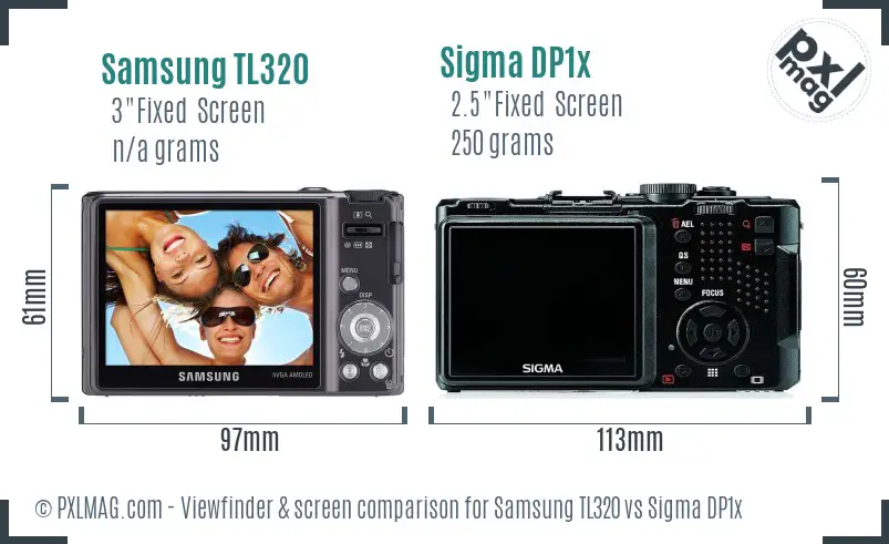 Samsung TL320 vs Sigma DP1x Screen and Viewfinder comparison