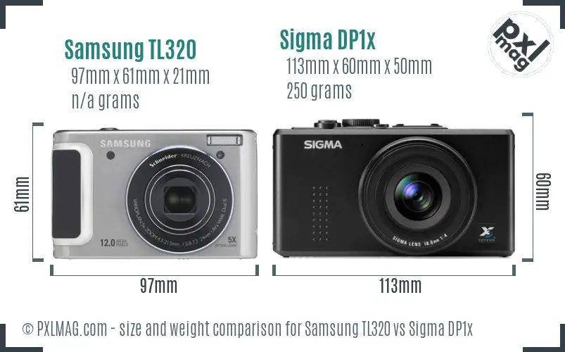Samsung TL320 vs Sigma DP1x size comparison