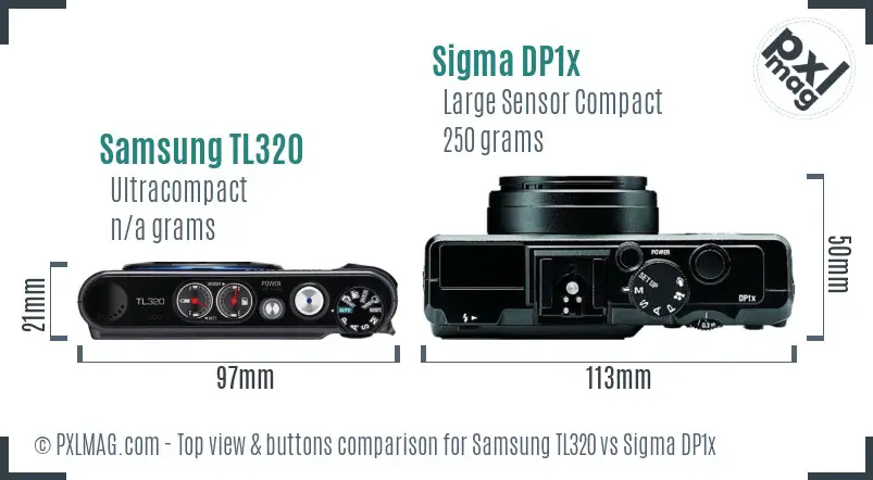 Samsung TL320 vs Sigma DP1x top view buttons comparison