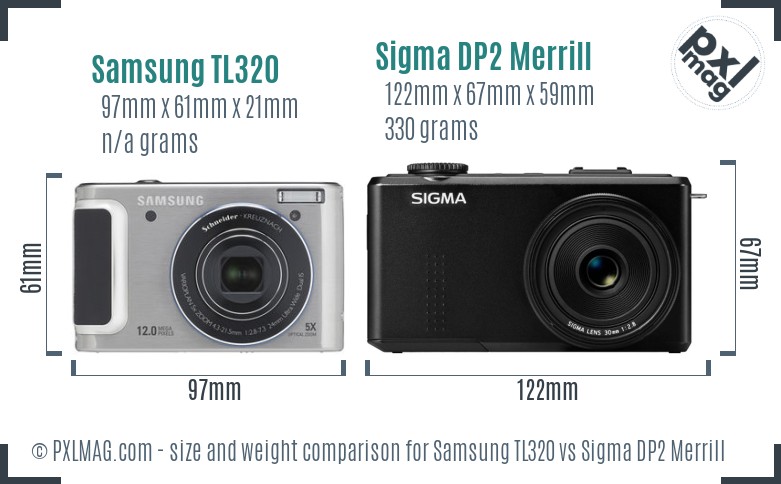 Samsung TL320 vs Sigma DP2 Merrill size comparison