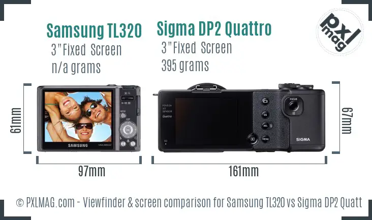 Samsung TL320 vs Sigma DP2 Quattro Screen and Viewfinder comparison