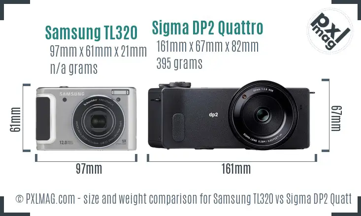 Samsung TL320 vs Sigma DP2 Quattro size comparison