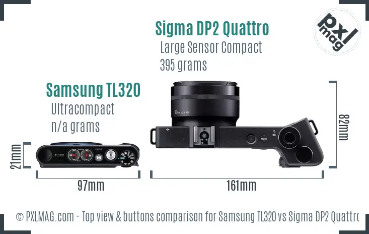 Samsung TL320 vs Sigma DP2 Quattro top view buttons comparison