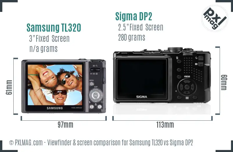 Samsung TL320 vs Sigma DP2 Screen and Viewfinder comparison