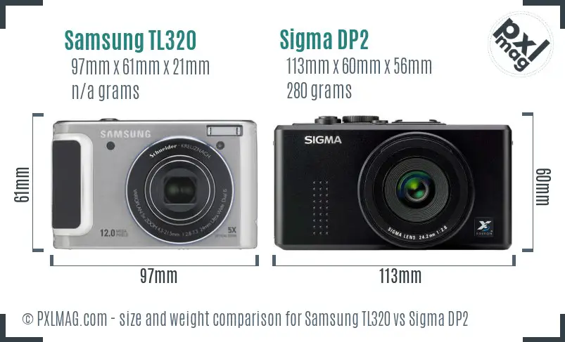 Samsung TL320 vs Sigma DP2 size comparison