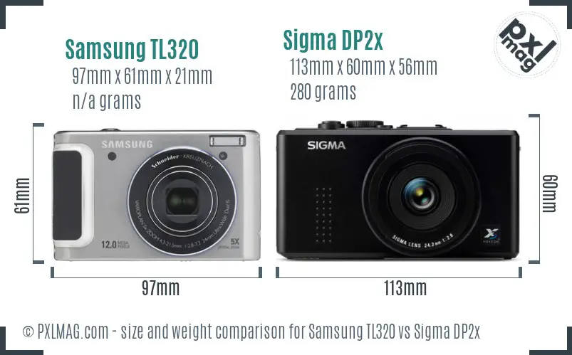 Samsung TL320 vs Sigma DP2x size comparison Samsung TL320 vs Sigma DP2x size comparison