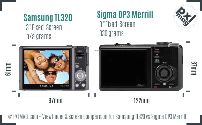 Samsung TL320 vs Sigma DP3 Merrill Screen and Viewfinder comparison