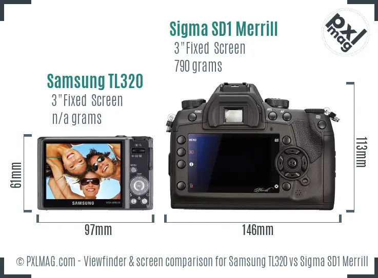 Samsung TL320 vs Sigma SD1 Merrill Screen and Viewfinder comparison