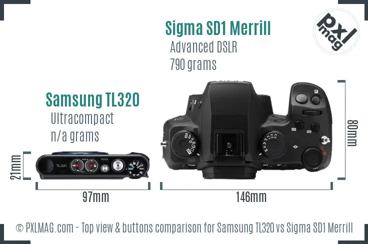 Samsung TL320 vs Sigma SD1 Merrill top view buttons comparison