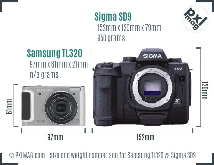 Samsung TL320 vs Sigma SD9 size comparison Samsung TL320 vs Sigma SD9 size comparison