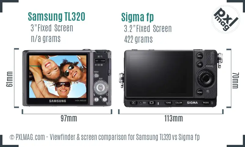 Samsung TL320 vs Sigma fp Screen and Viewfinder comparison
