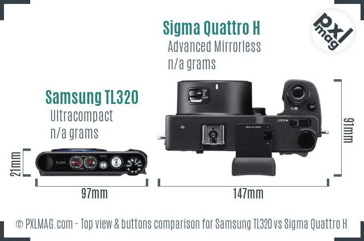 Samsung TL320 vs Sigma Quattro H top view buttons comparison