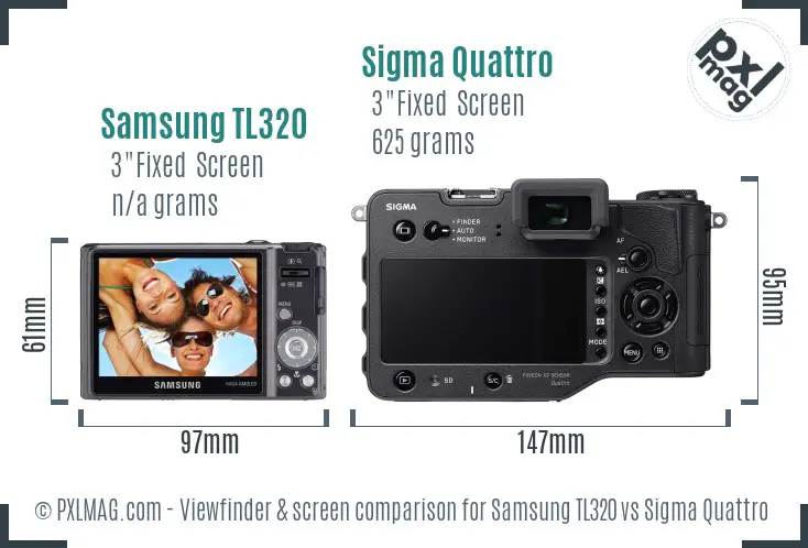 Samsung TL320 vs Sigma Quattro Screen and Viewfinder comparison