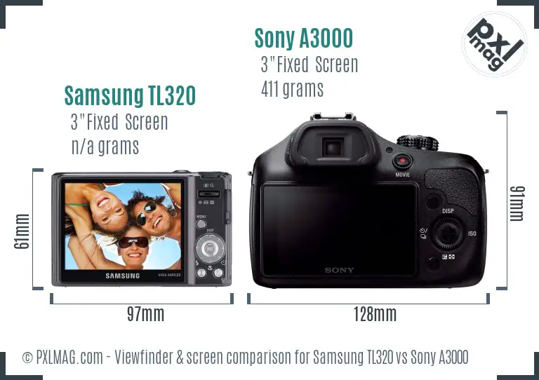 Samsung TL320 vs Sony A3000 Screen and Viewfinder comparison